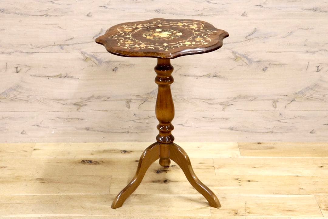 GMIK209○イタリア製 象嵌細工 コンソールテーブル サイドテーブル 花台