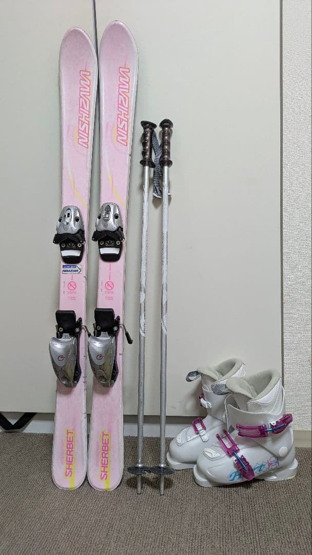 子供用スキー板110cm、ビンディング、ブーツ20cm ストック セット