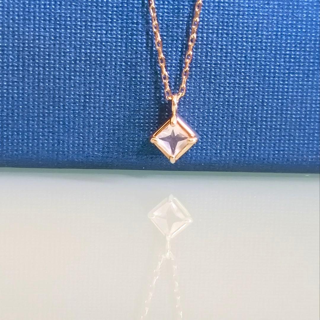 美品　ヴァンドーム青山　K10 YG　スクエア　天然石　シンプル　ネックレス