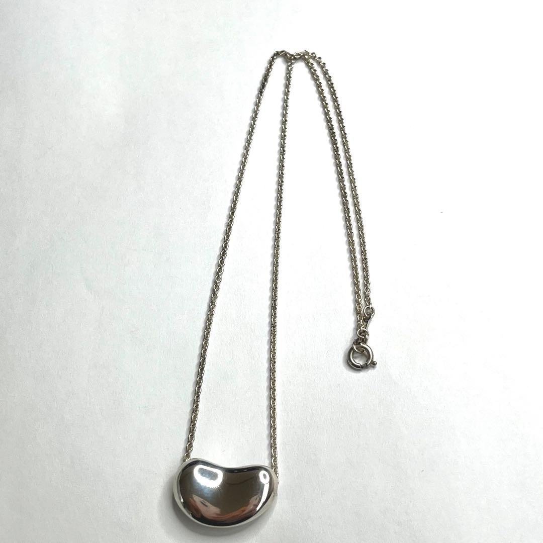 【美品】TIFFANY&Co. ティファニー　ビーン　ラージシルバーネックレス