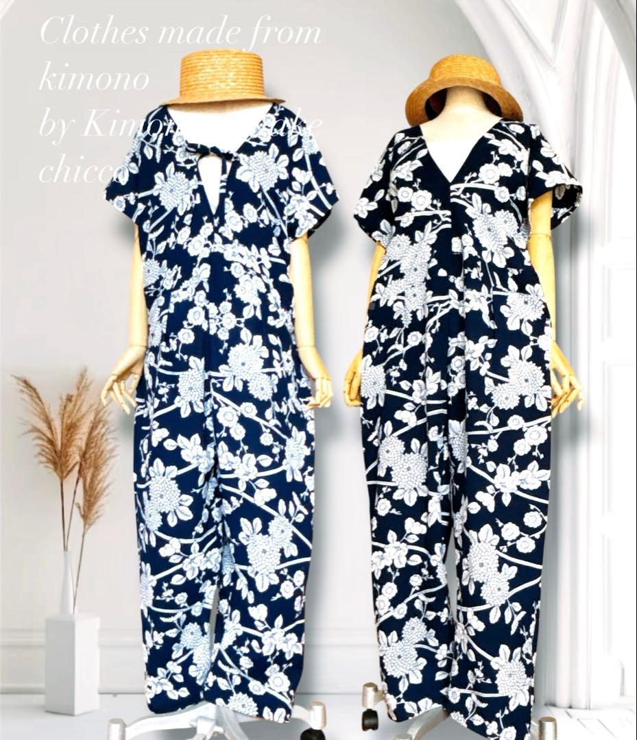 浴衣リメイク☆古典柄 浴衣の オールインワン☆浴衣リメイクワンピース