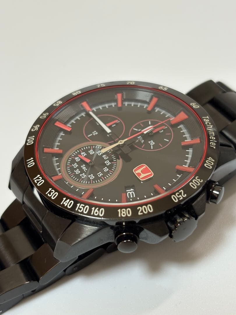 【美品】ホンダ Honda クロノグラフ クォーツ ブラック メンズ腕時計