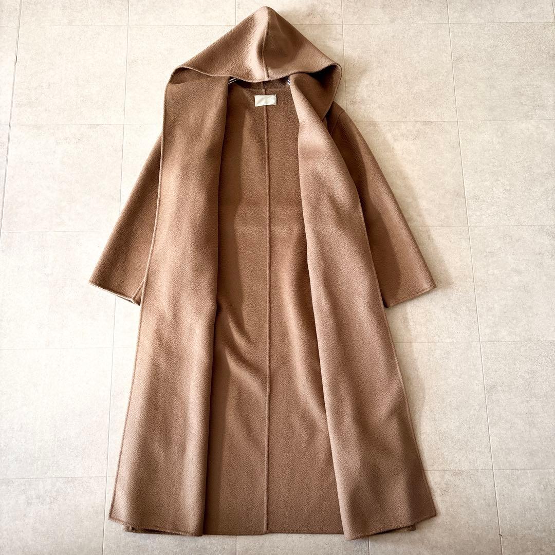 美品✨️セルフォード フーデッド ベルテッド ロングコート S キャメル