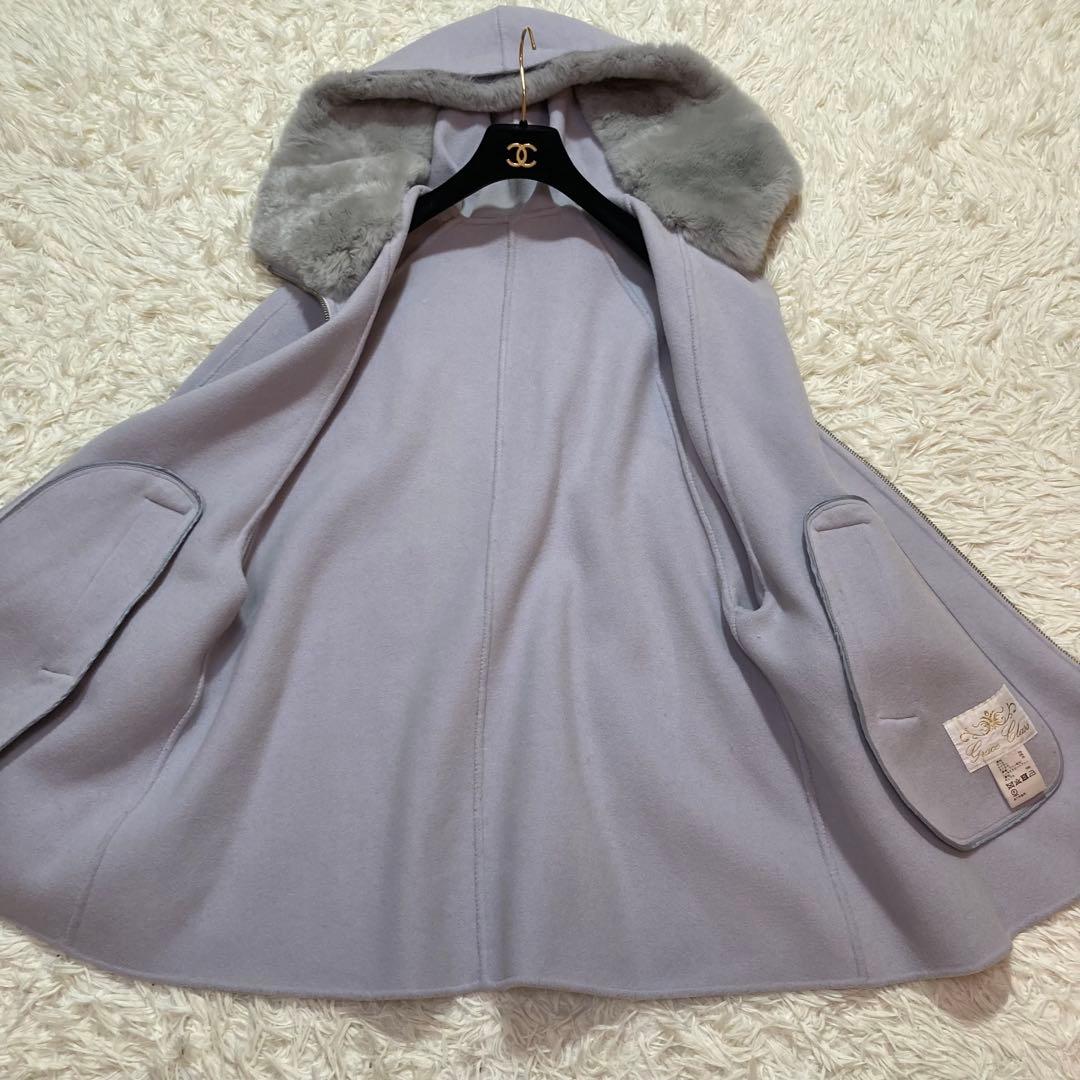 極美品✨グレースクラス　ポンチョ　コート　レッキスファー カシミヤ　36