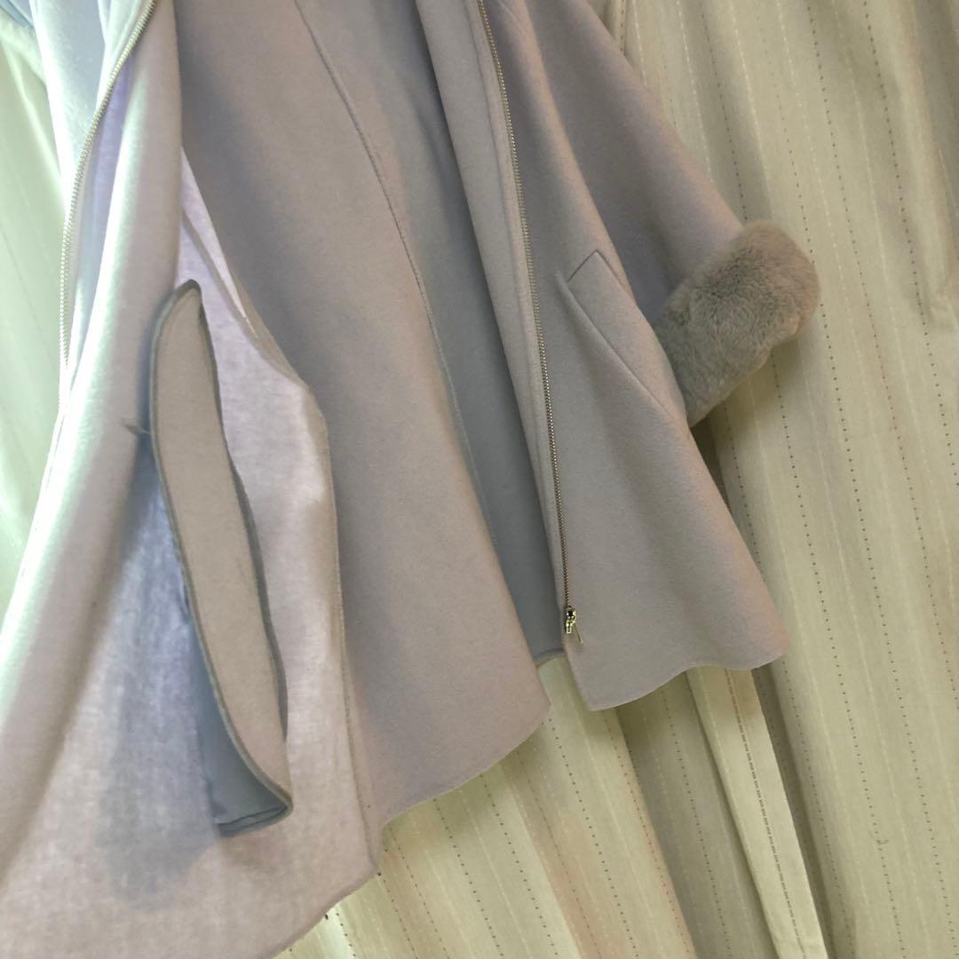 極美品✨グレースクラス　ポンチョ　コート　レッキスファー カシミヤ　36