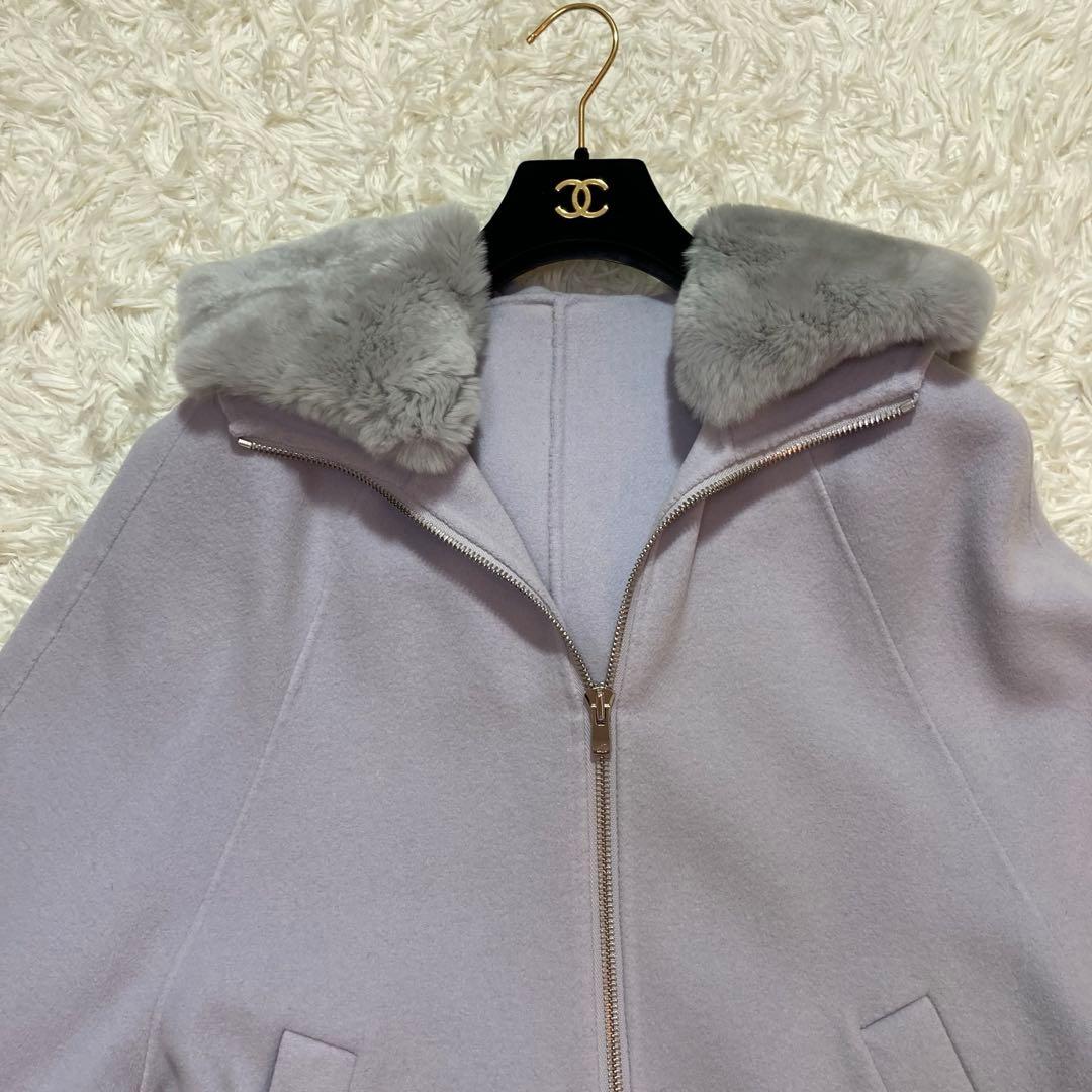 極美品✨グレースクラス　ポンチョ　コート　レッキスファー カシミヤ　36