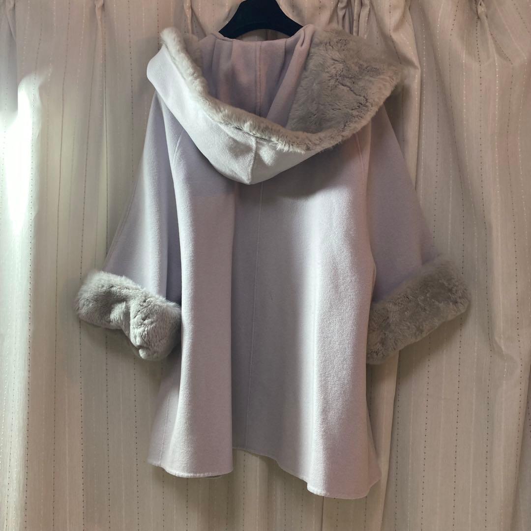 極美品✨グレースクラス　ポンチョ　コート　レッキスファー カシミヤ　36