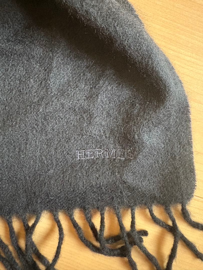 HERMES ブラック カシミア　マフラー