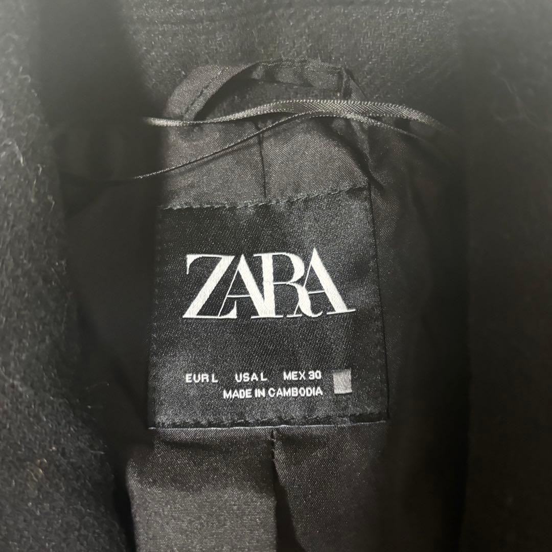 zara ザラ　オーバーサイズソフトコート　ブラック　Lサイズ