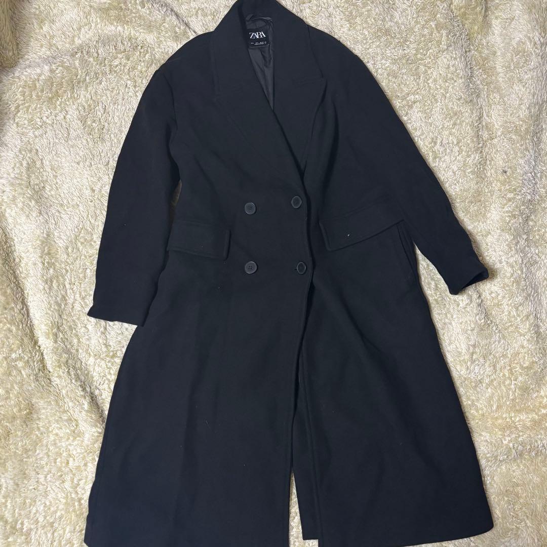 zara ザラ　オーバーサイズソフトコート　ブラック　Lサイズ