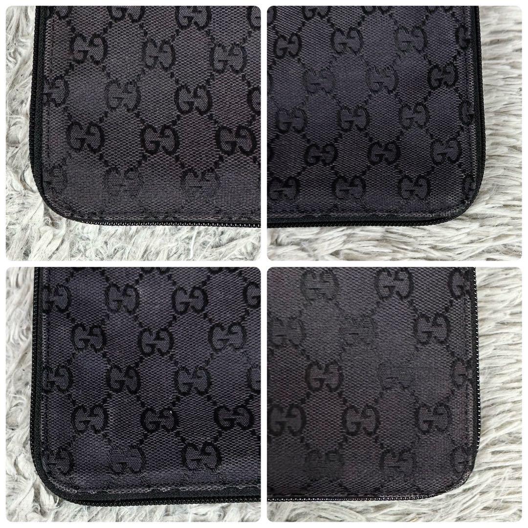 美品 グッチ キャンバス GG ショルダーバッグ 斜め掛け ファスナー ブラック