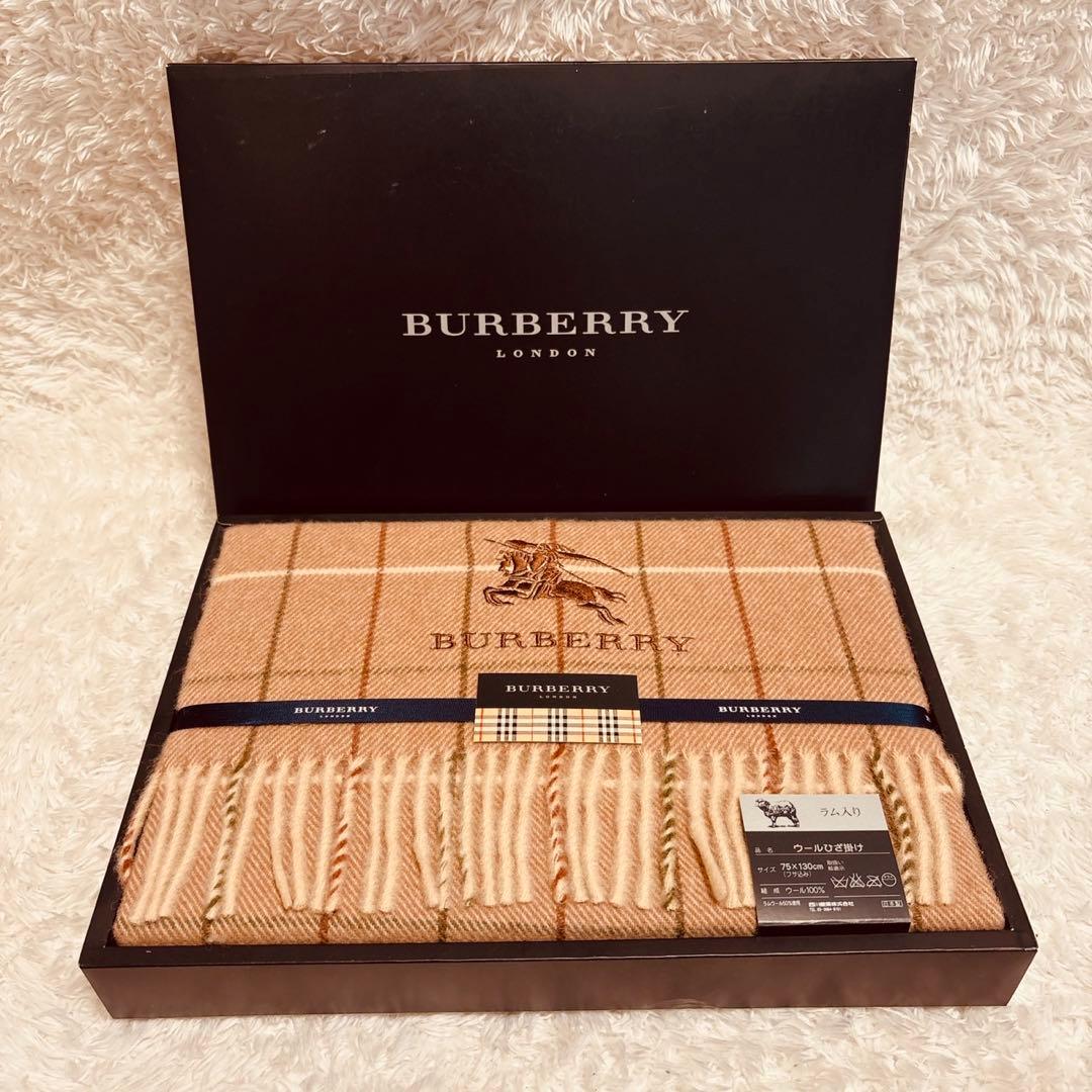 【新品未使用】BURBERRY LONDON 日本製 ウールひざ掛け ラム入り