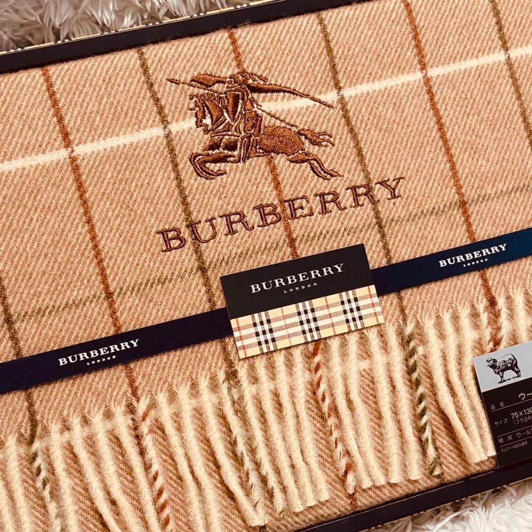 【新品未使用】BURBERRY LONDON 日本製 ウールひざ掛け ラム入り