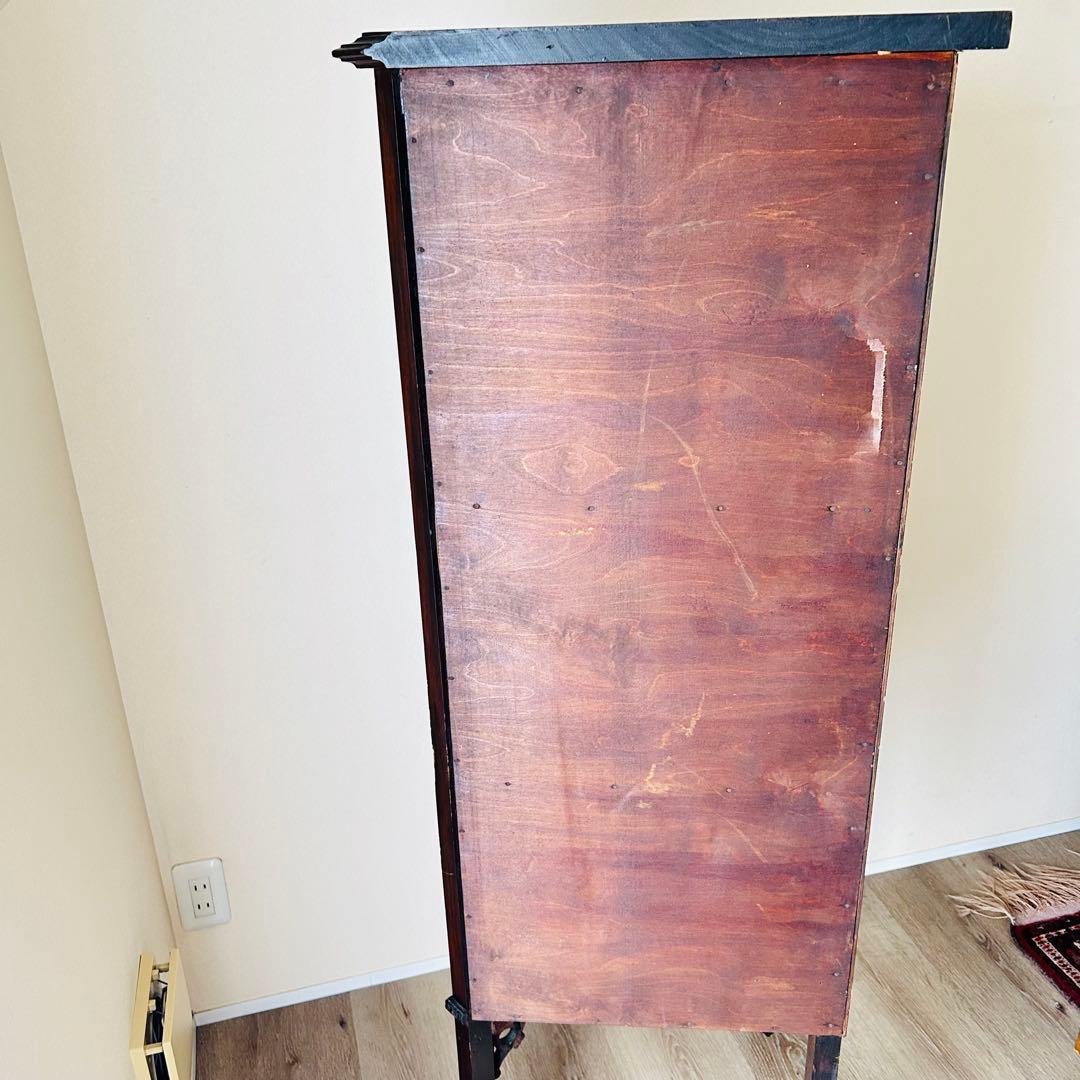 アンティーク　コーナーキャビネット　ガラス　マホガニー材　1910年代　イギリス