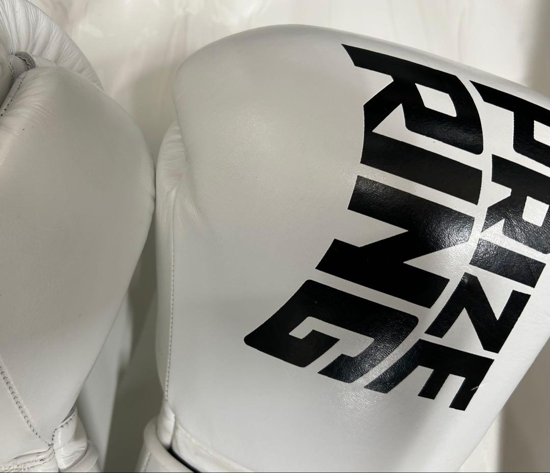プライズリング　ボクシンググローブ　本革製 白14oz