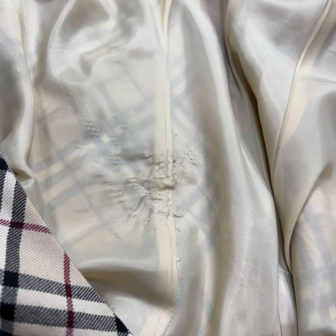 バーバリー ノバチェックロングワンピース ノースリーブ ベージュ ウール 36