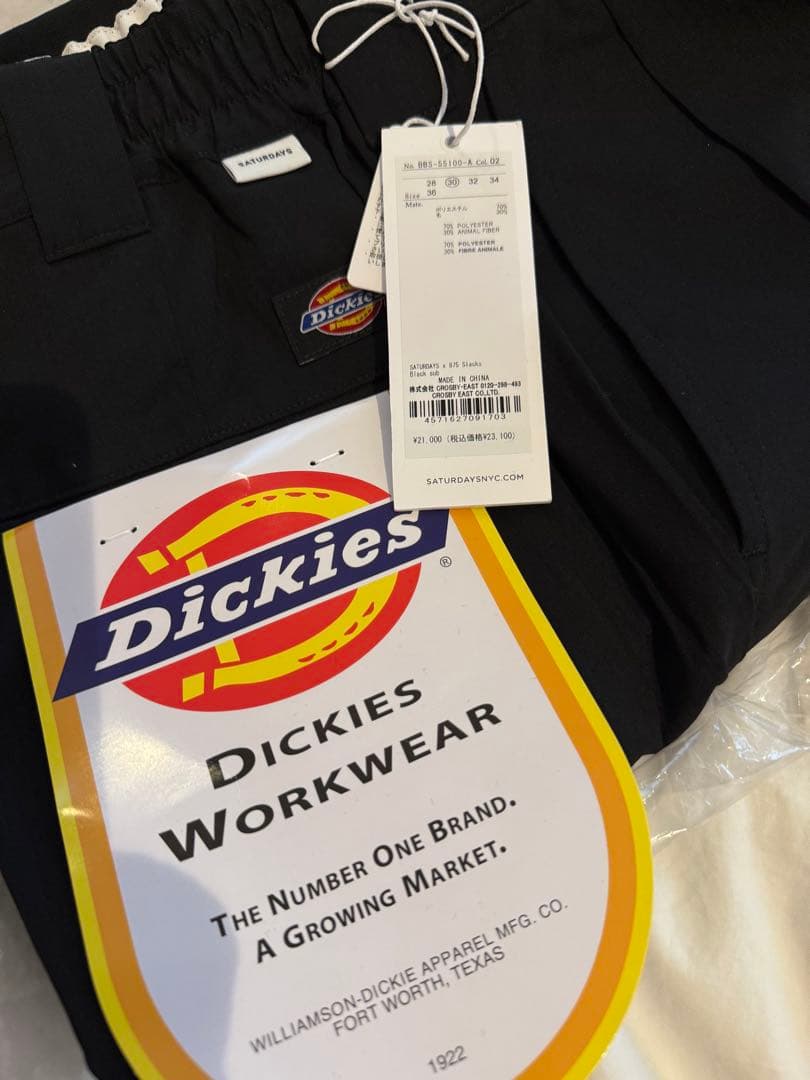【新品未使用】saturdays NYC Dickies 875 黒サイズ30