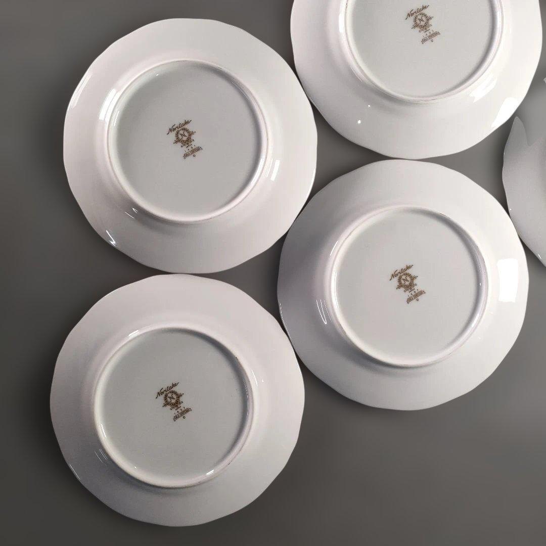 A1358-3/ノリタケ ガラコンテッサ/金彩色絵花草文絵替プレート6客/菓子皿