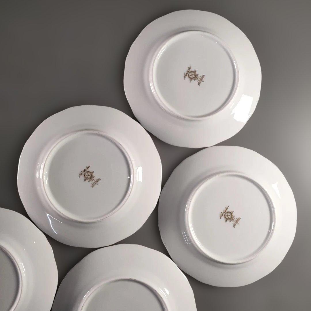 A1358-3/ノリタケ ガラコンテッサ/金彩色絵花草文絵替プレート6客/菓子皿