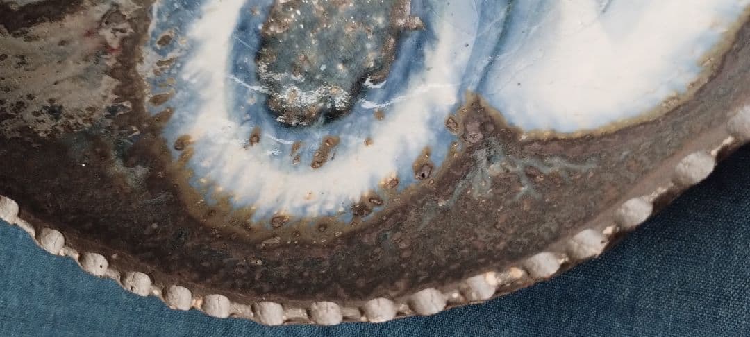 十場天伸　スリップウェア　皿　器　つくも窯　十場天神