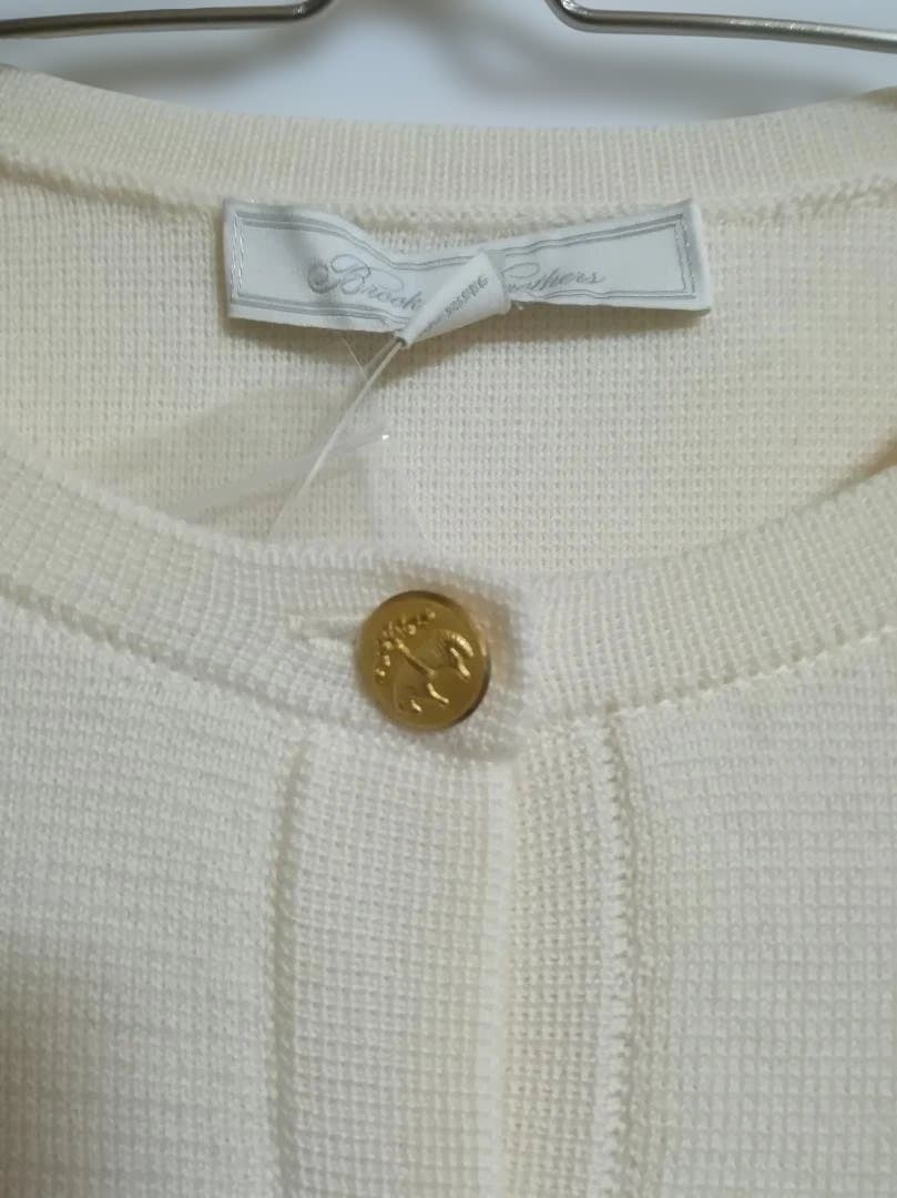 新品 BROOKS BROTHERS ゴールドボタン ノーカラーニットジャケット