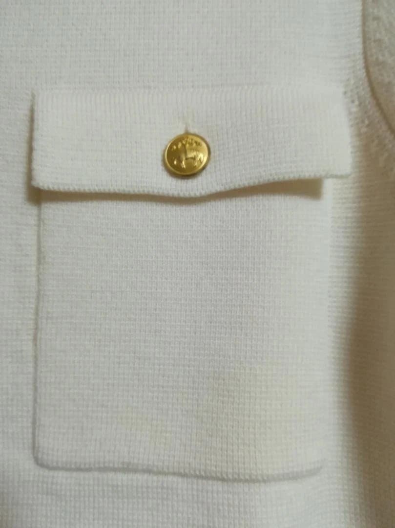 新品 BROOKS BROTHERS ゴールドボタン ノーカラーニットジャケット