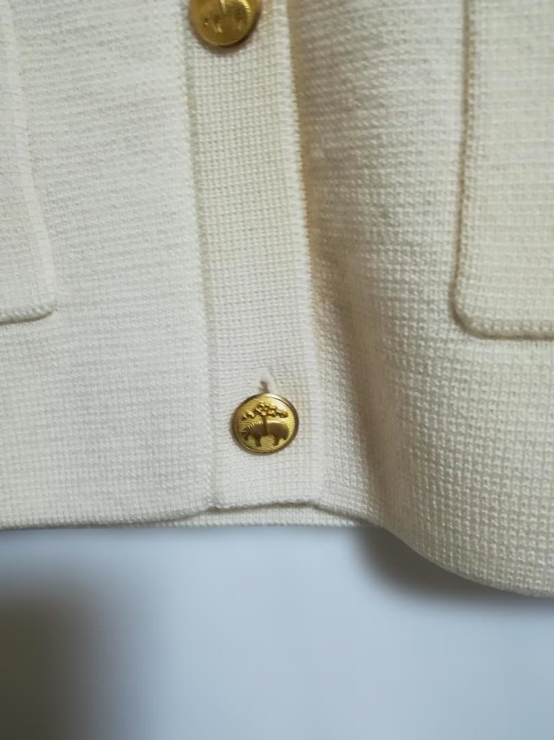 新品 BROOKS BROTHERS ゴールドボタン ノーカラーニットジャケット