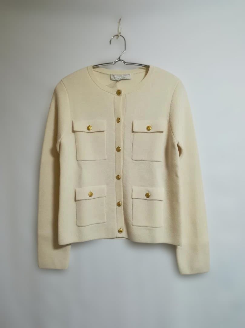 新品 BROOKS BROTHERS ゴールドボタン ノーカラーニットジャケット