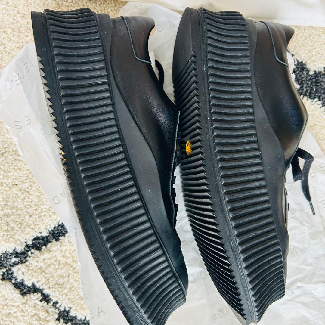 JIL SANDER ブラックレザー スニーカー レディース 24cm