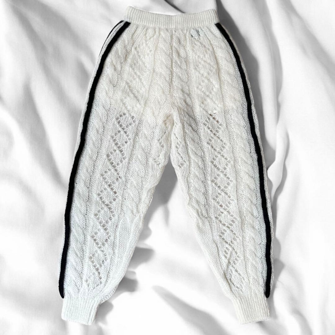 未使用品 グッチ アディダス モヘア ウール ニット パンツ ホワイト