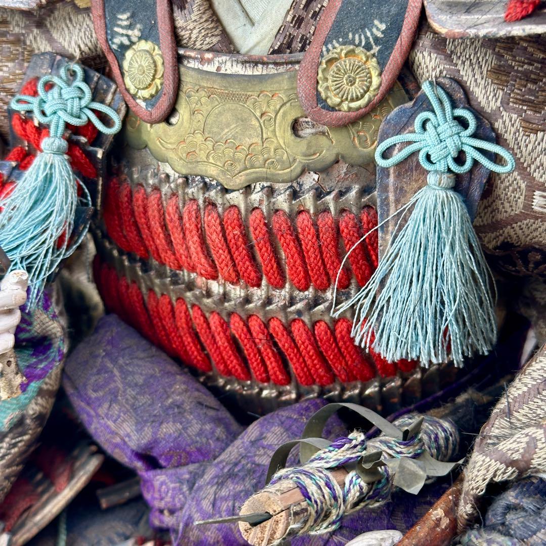 幕末〜明治　武者人形　鎧武者座り人形　高さ約40cm　古美術・骨董　骨董品
