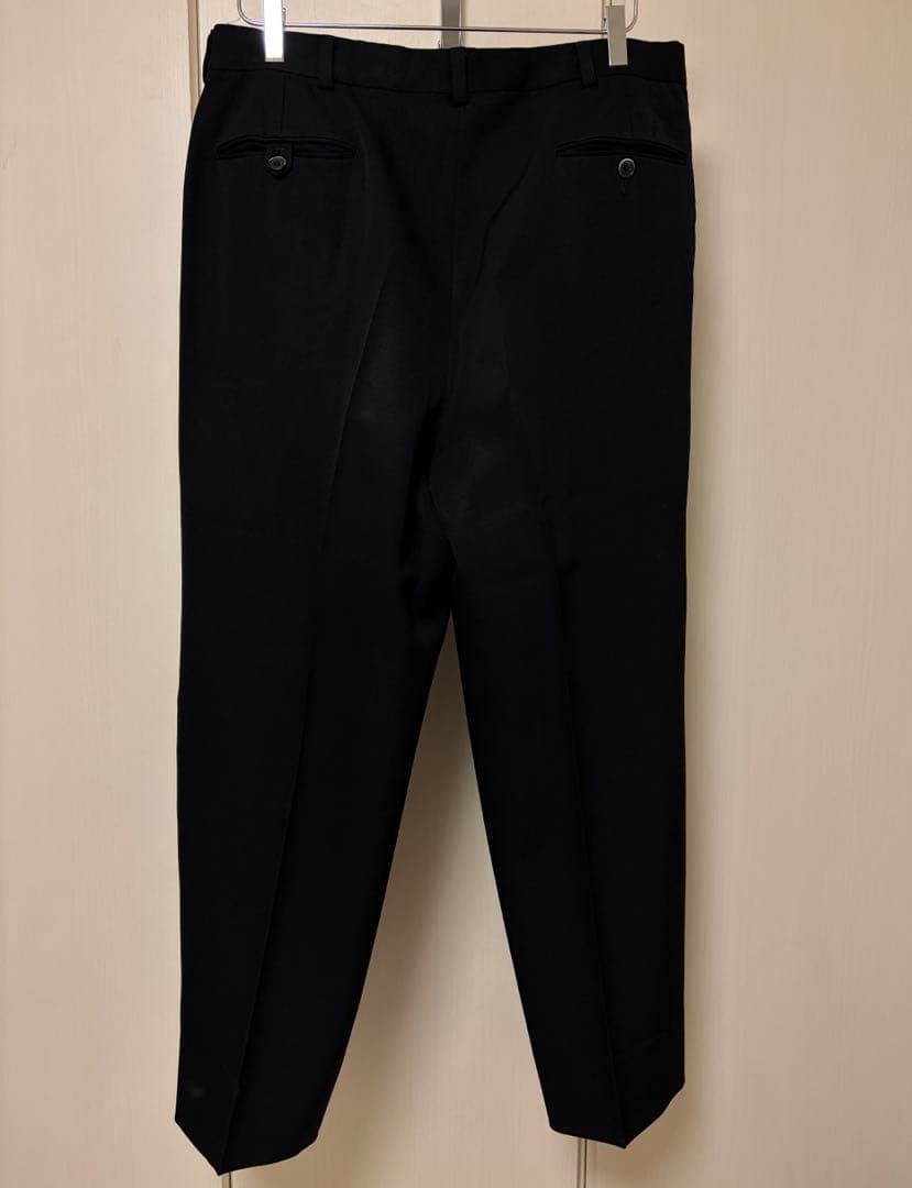 80s ラルフローレン ウールギャバジン 2タック トラウザーズ 黒 34