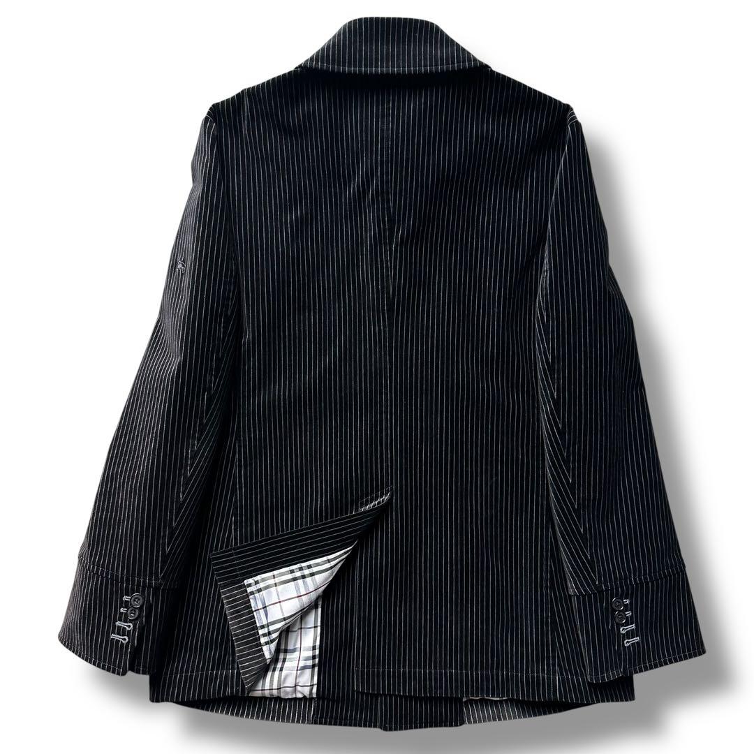 美品 バーバリーブラックレーベル マリンコート ベロア ストライプ ホースロゴ