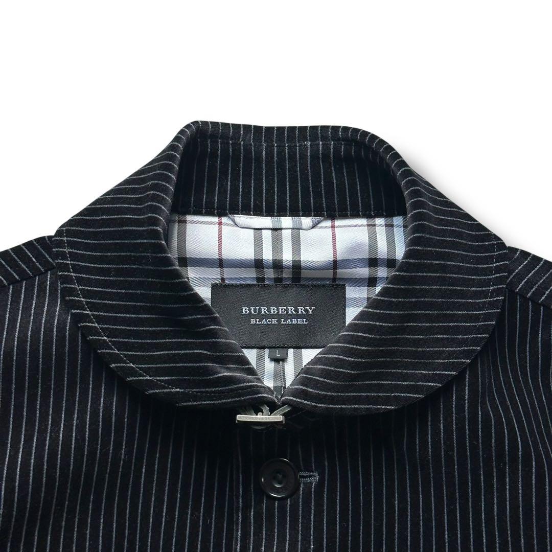 美品 バーバリーブラックレーベル マリンコート ベロア ストライプ ホースロゴ