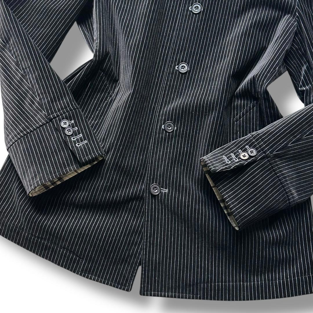 美品 バーバリーブラックレーベル マリンコート ベロア ストライプ ホースロゴ