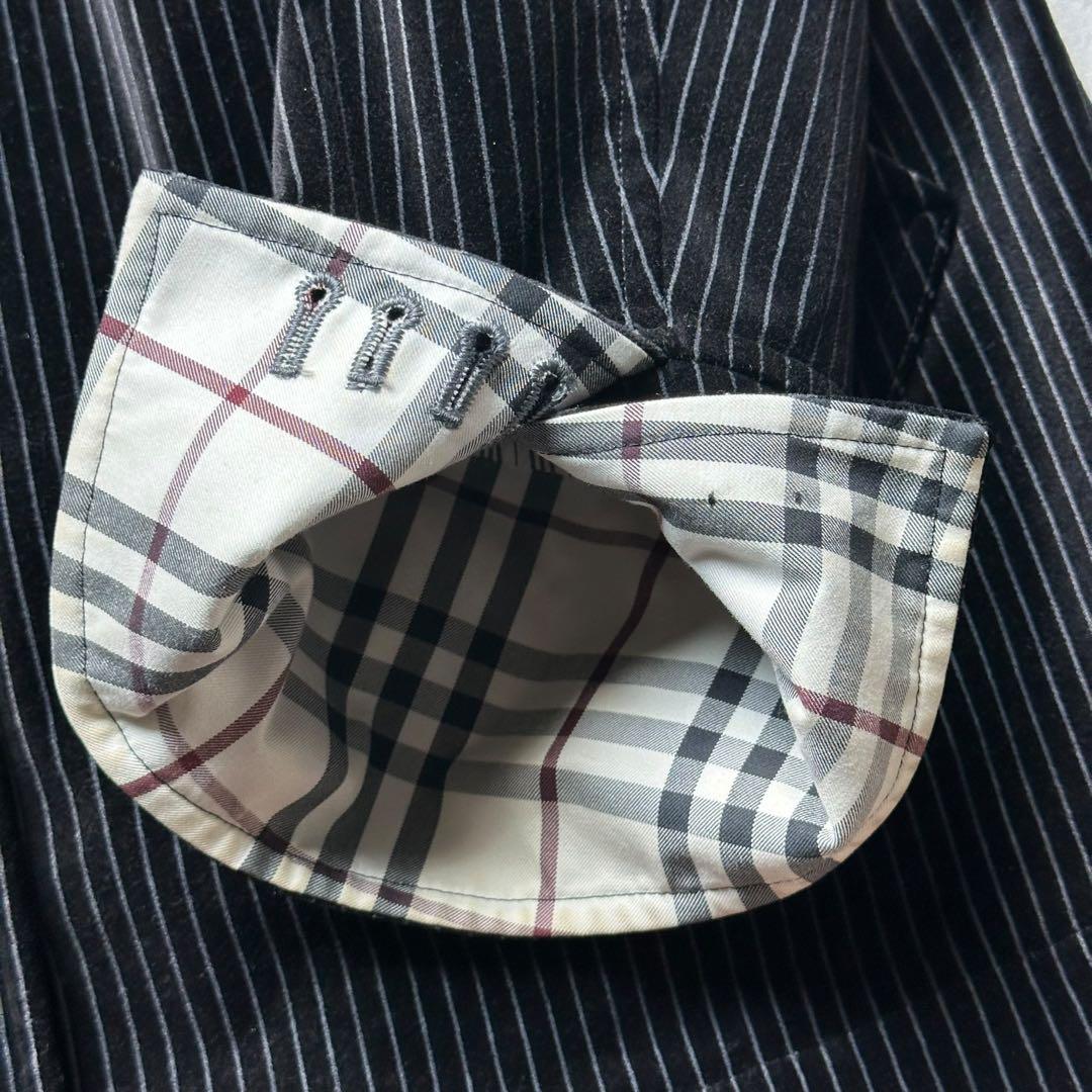 美品 バーバリーブラックレーベル マリンコート ベロア ストライプ ホースロゴ