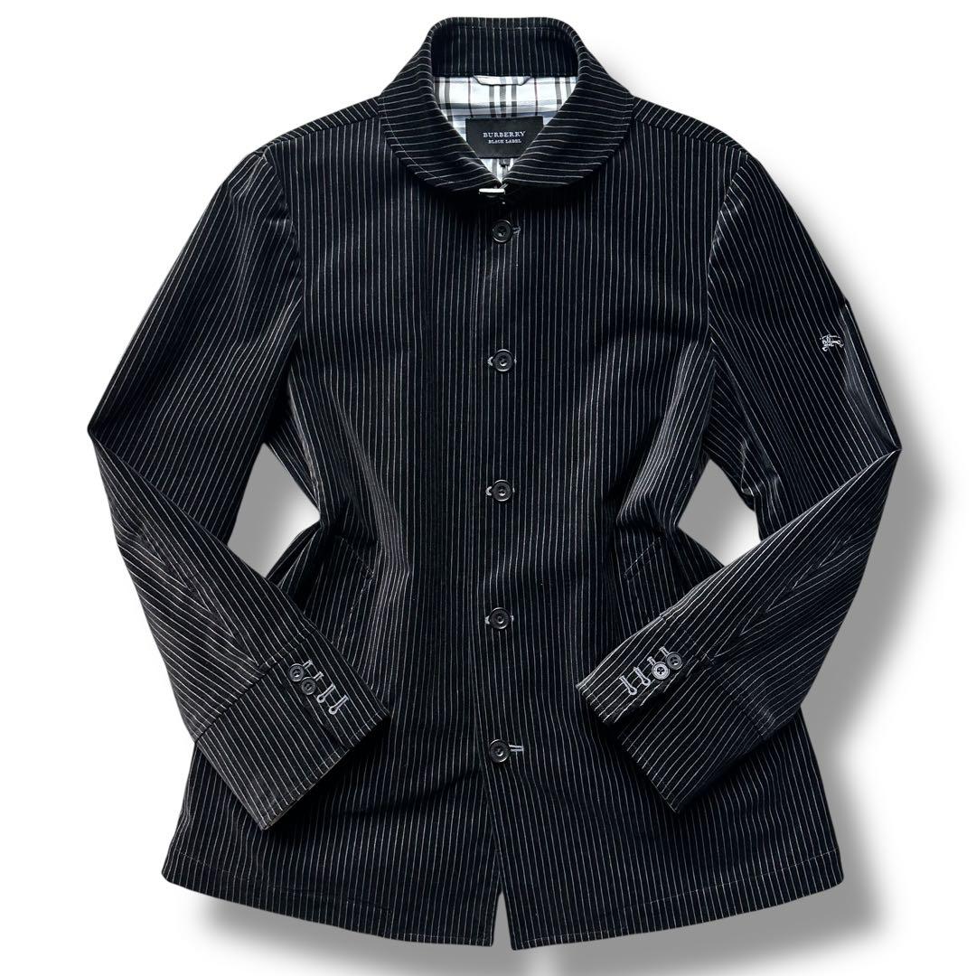 美品 バーバリーブラックレーベル マリンコート ベロア ストライプ ホースロゴ