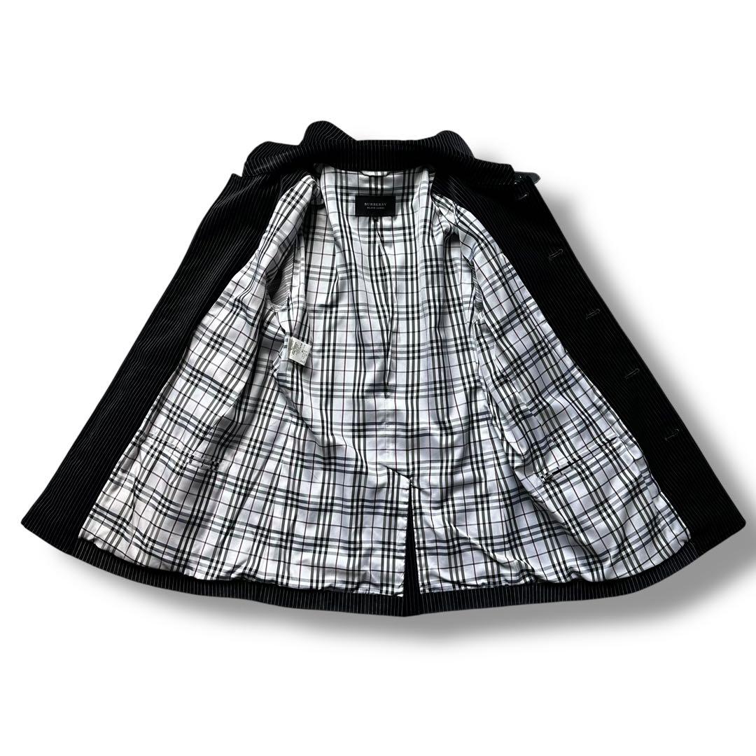 美品 バーバリーブラックレーベル マリンコート ベロア ストライプ ホースロゴ