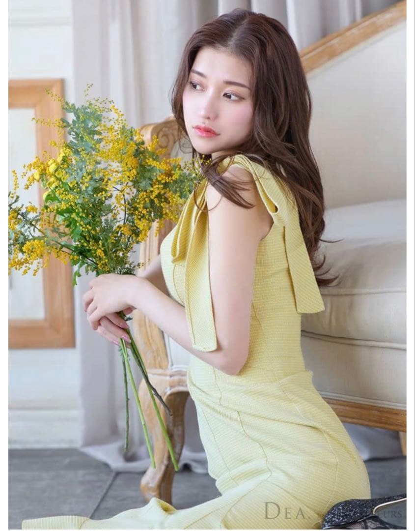 DEA.byROBEdeFLEURS イエローニットドレス フレアスカー