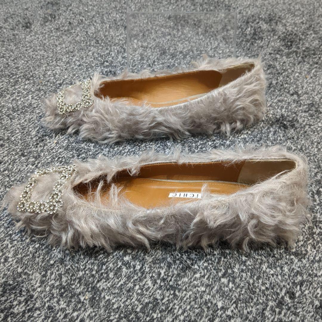 ピッピシック フラットシューズ パンプス ビジュー ファー jewelry
