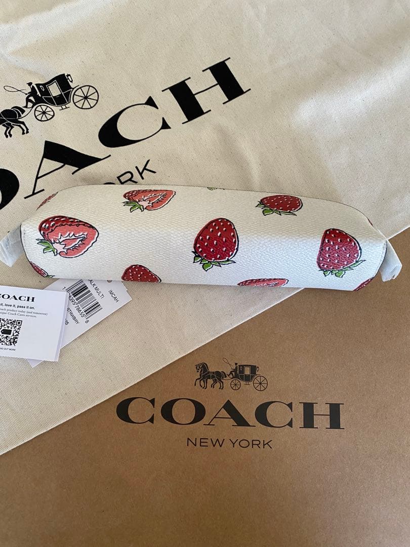 【COACH CAP08】ポーチ ペンケース筆箱 筆記具 ストロベリープリント