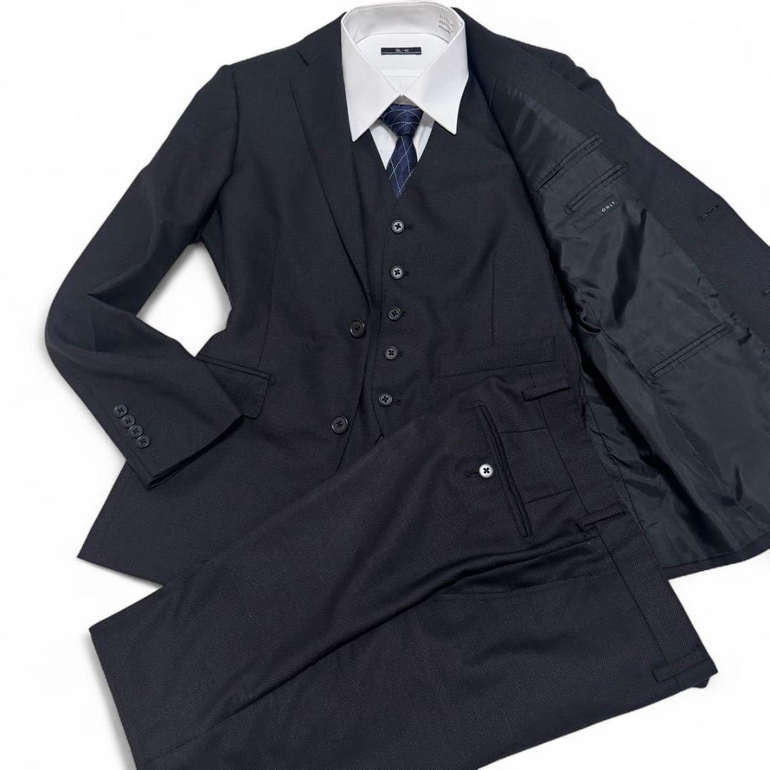 ✨未使用級✨ONLY　3ピース　シルク混　ブラック　スーツ　セレモニー　170A