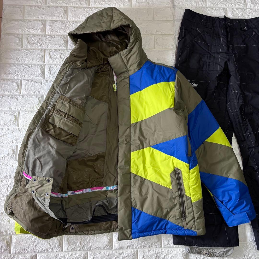 BURTON バートン スノーボードウェア メンズ 上下セット ネオンカラーM