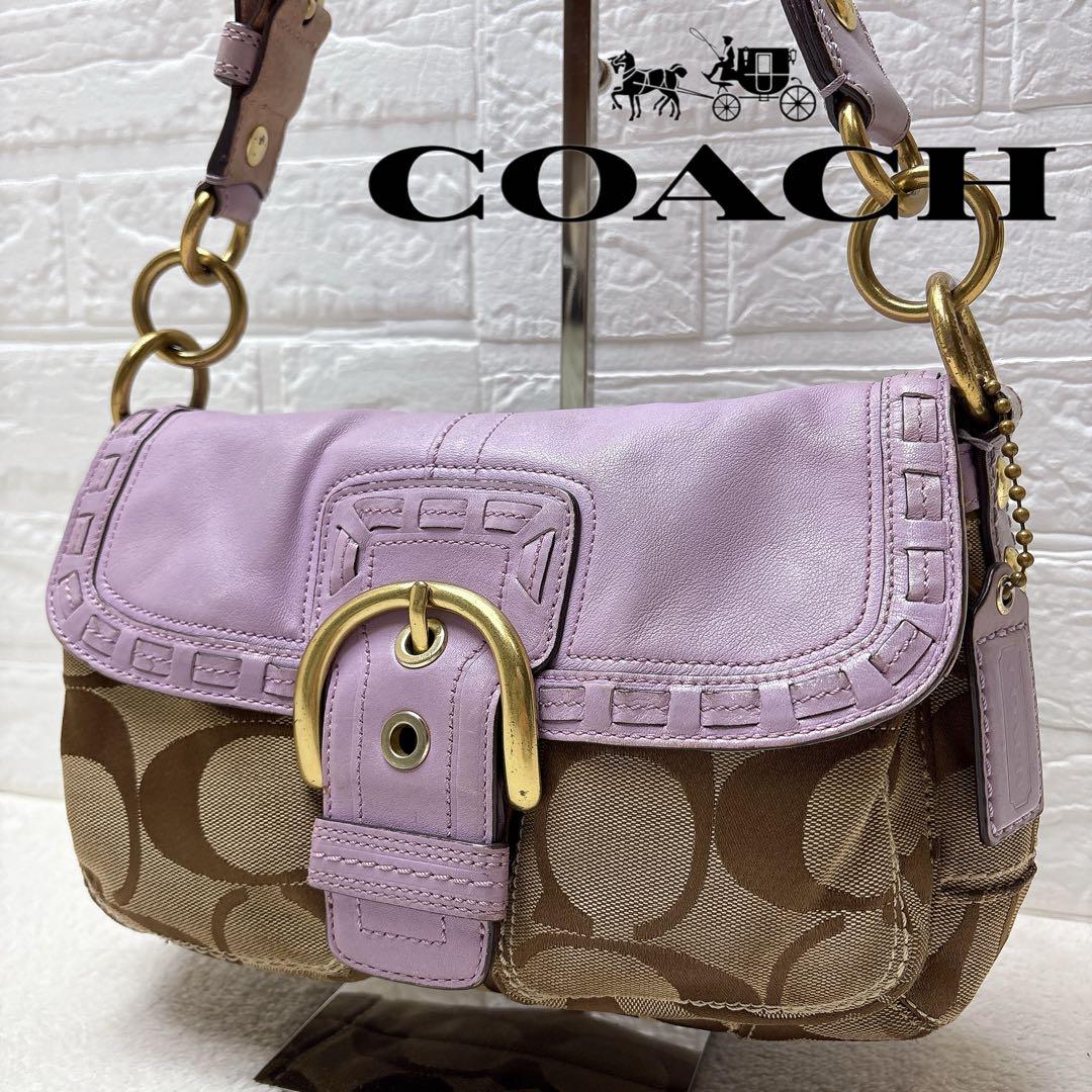 【希少✨】コーチ ソーホー ハンドバッグ パープル アクセサリーポーチ