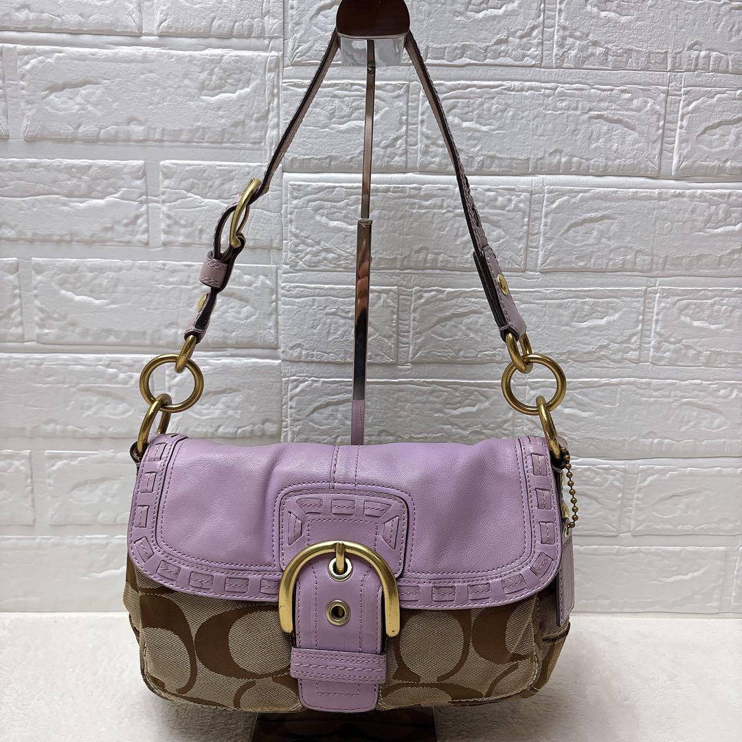 【希少✨】コーチ ソーホー ハンドバッグ パープル アクセサリーポーチ