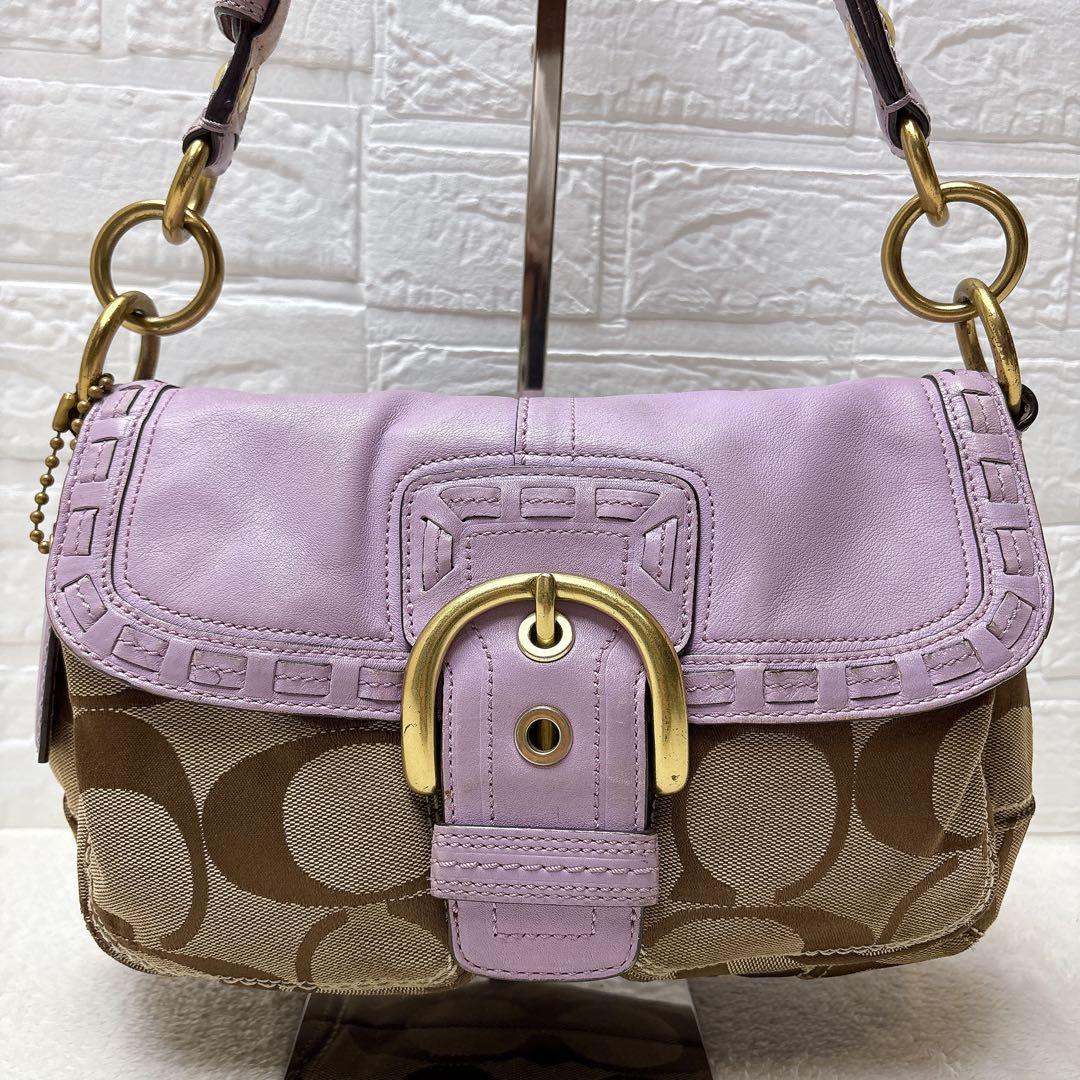 【希少✨】コーチ ソーホー ハンドバッグ パープル アクセサリーポーチ