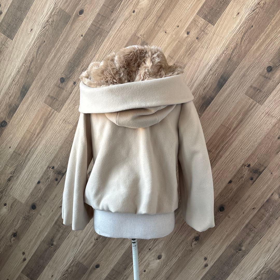 ★新品　フランシュリッペ　ファー　パールボタン　バルーン　ウール　マフマフコート