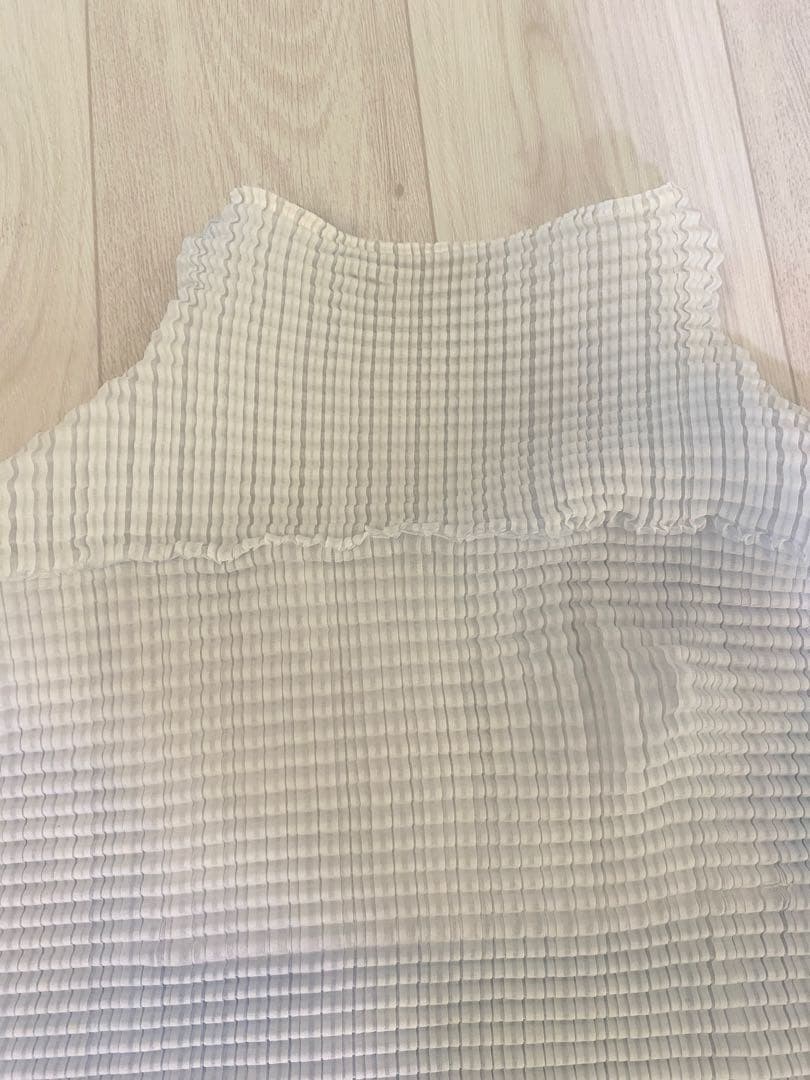 ★美品★ISSEY MIYAKE★プリーツ★ホワイト&ライトブルー★長袖★透け感
