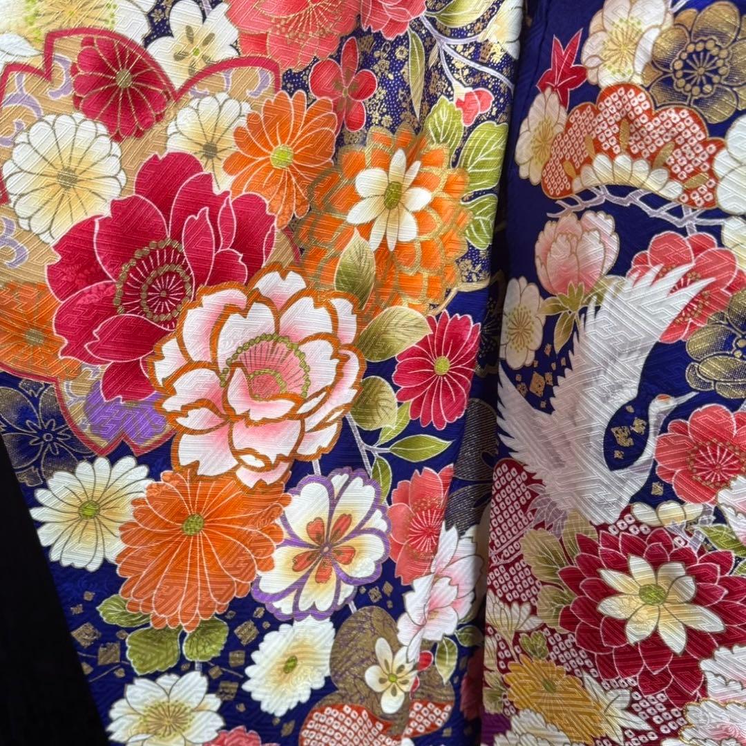 美品　京友禅　古典　地紋　駒刺繍　金彩　パール加工　フルセット　振袖　振り袖