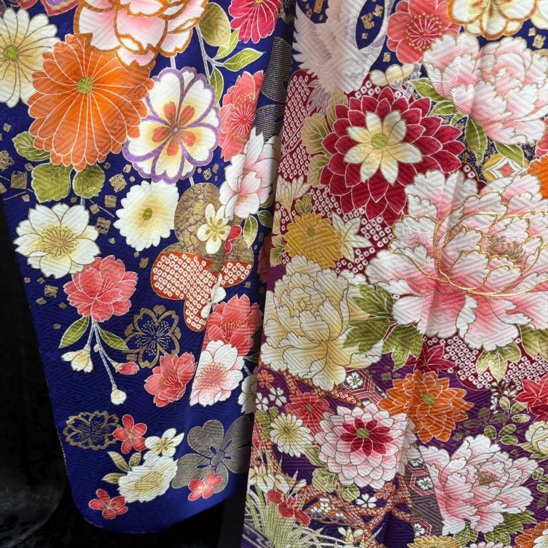 美品　京友禅　古典　地紋　駒刺繍　金彩　パール加工　フルセット　振袖　振り袖